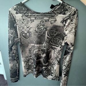 Kourtney Kardashian x Boohoo tattoo long sleeve